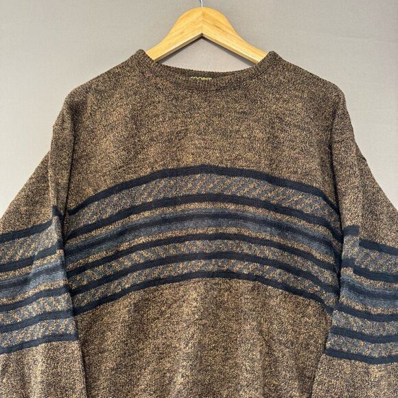 Cooper Knitwear Men’s Striped Round Neck Knit Sweater Size Large - Picture 2 of 7